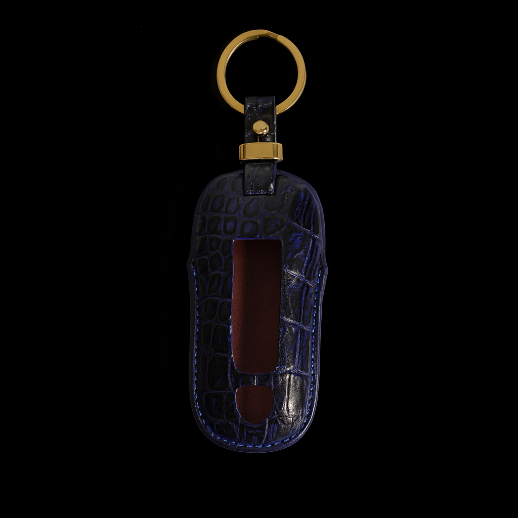 BLUE HANDMADE LEATHER KEY CASE FOR PORCHES