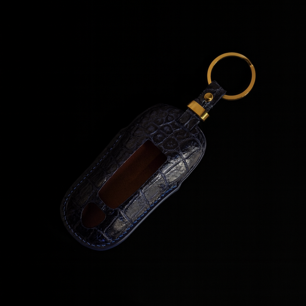 BLUE HANDMADE LEATHER KEY CASE FOR PORCHES