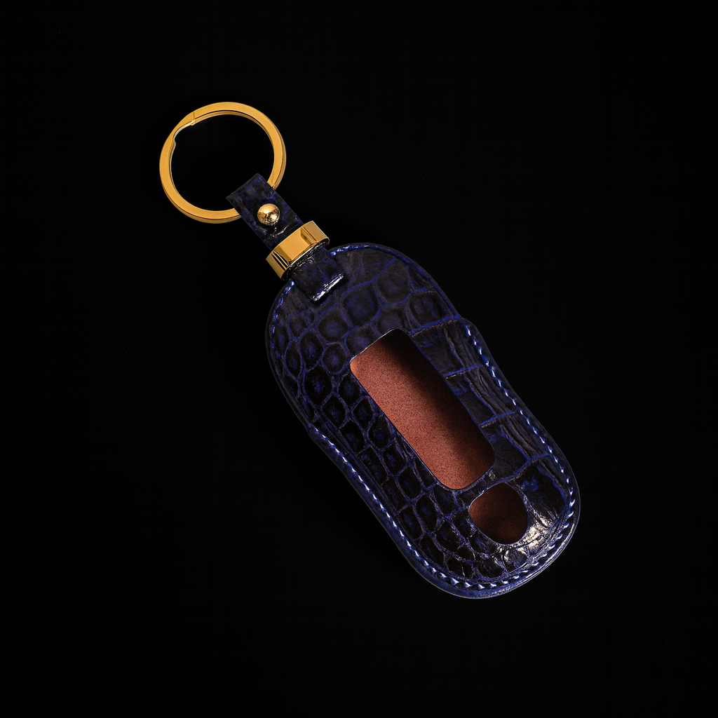 BLUE HANDMADE LEATHER KEY CASE FOR PORCHES