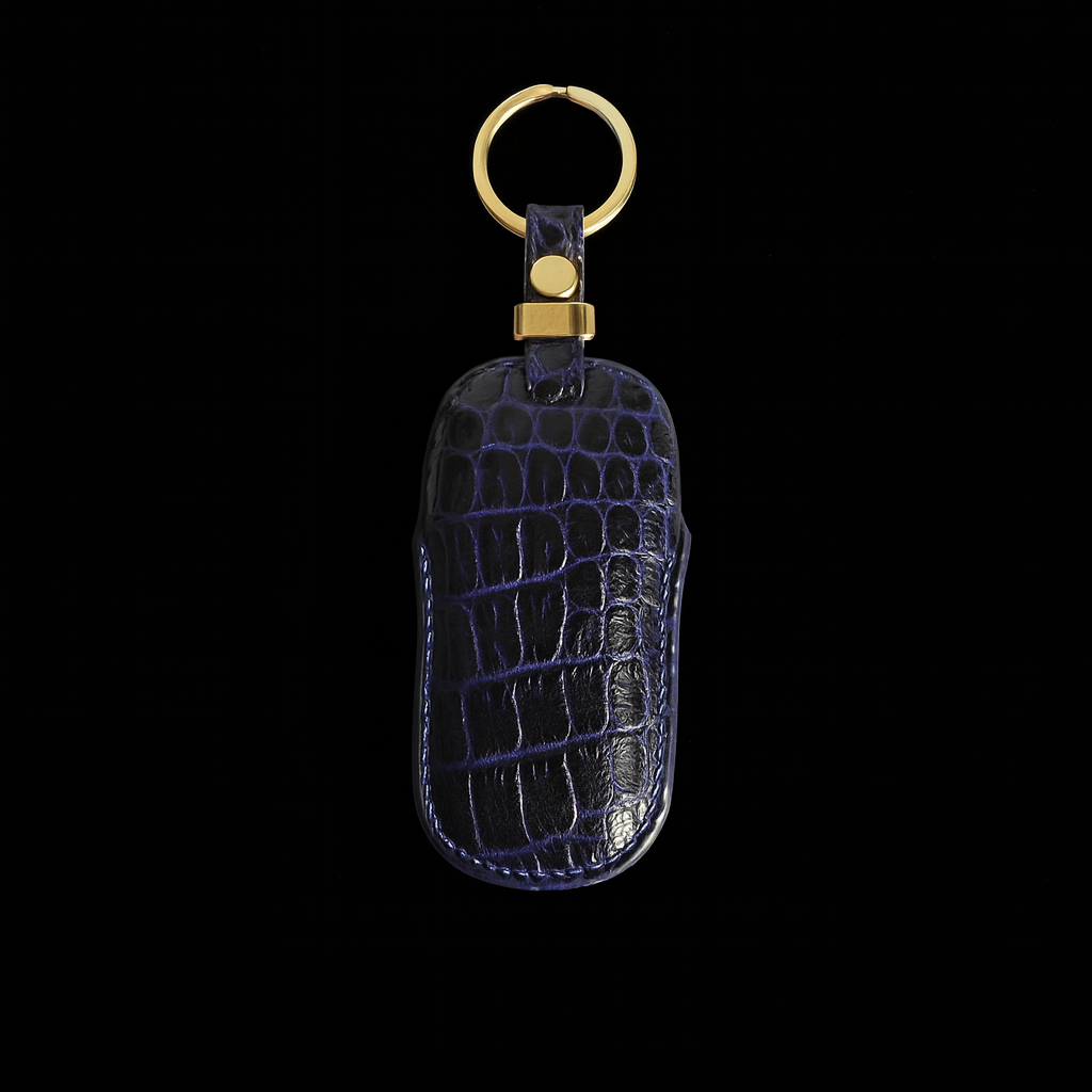 BLUE HANDMADE LEATHER KEY CASE FOR PORCHES