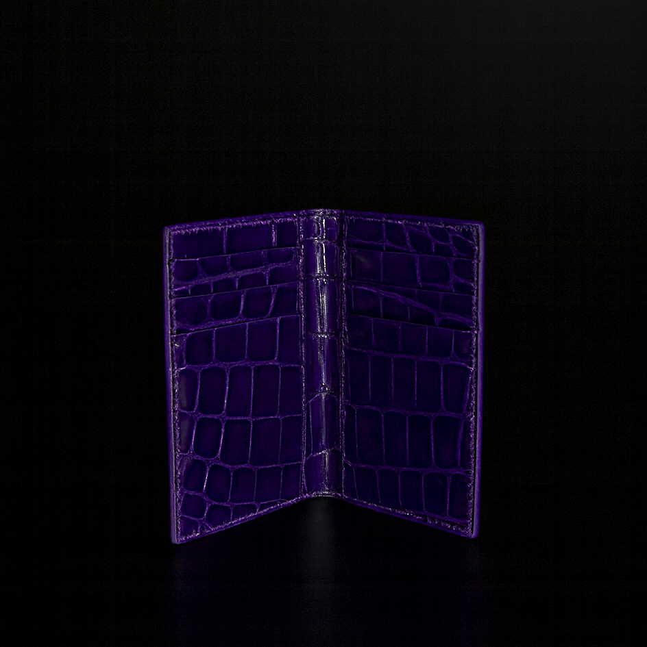 PURPLE CROCODILE LEATHER CARD HOLDER