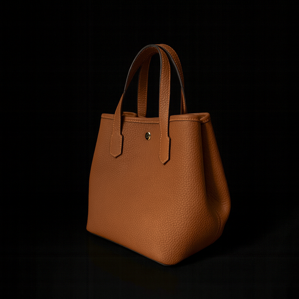 BROWN CALF LEATHER HANDBAG