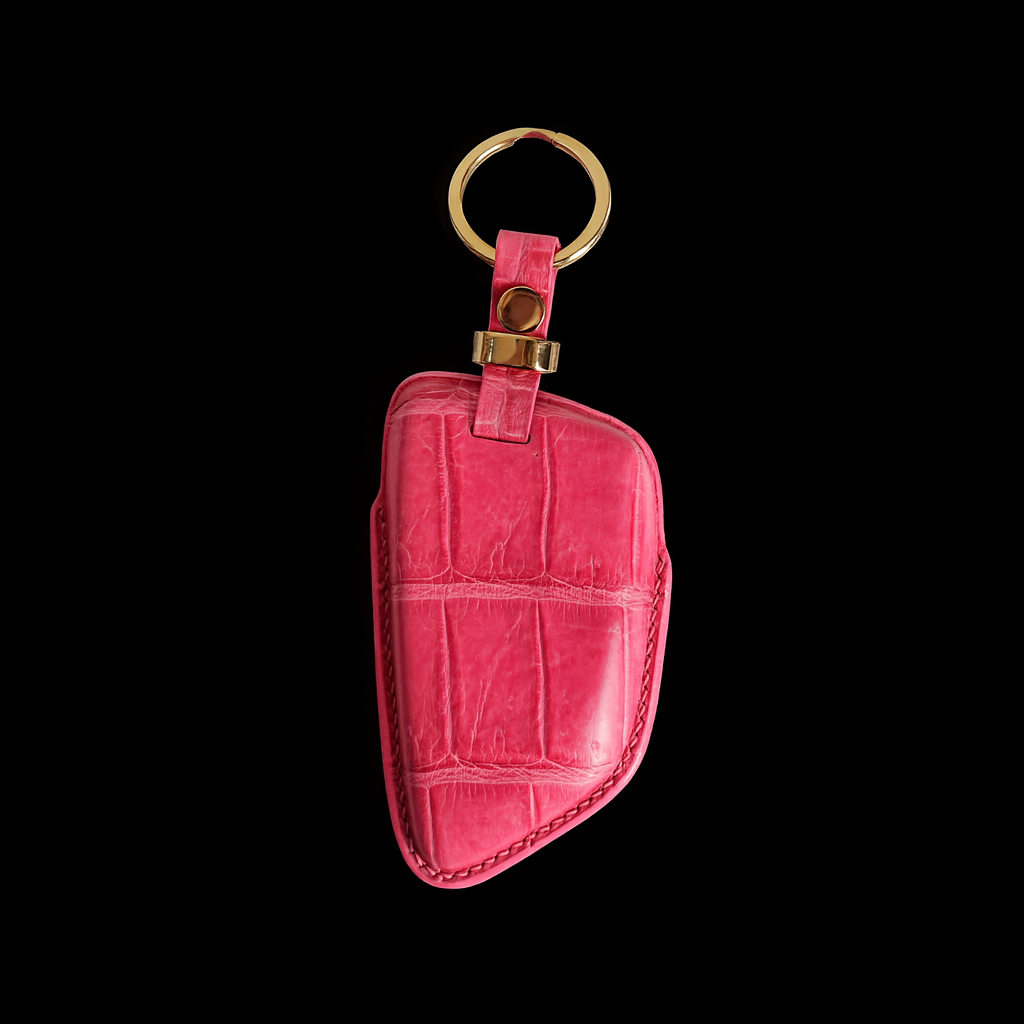 PINK HANDMADE LEATHER KEY CASE FOR BMW