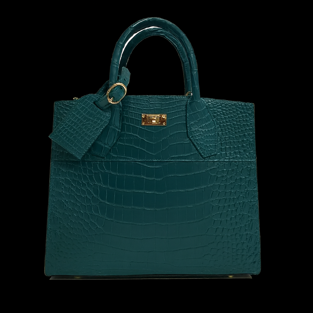 GREEN HANDMADE GENUINE CROCODILE BAG
