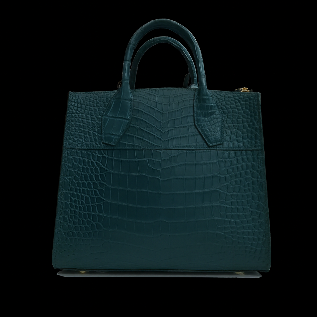 GREEN HANDMADE GENUINE CROCODILE BAG
