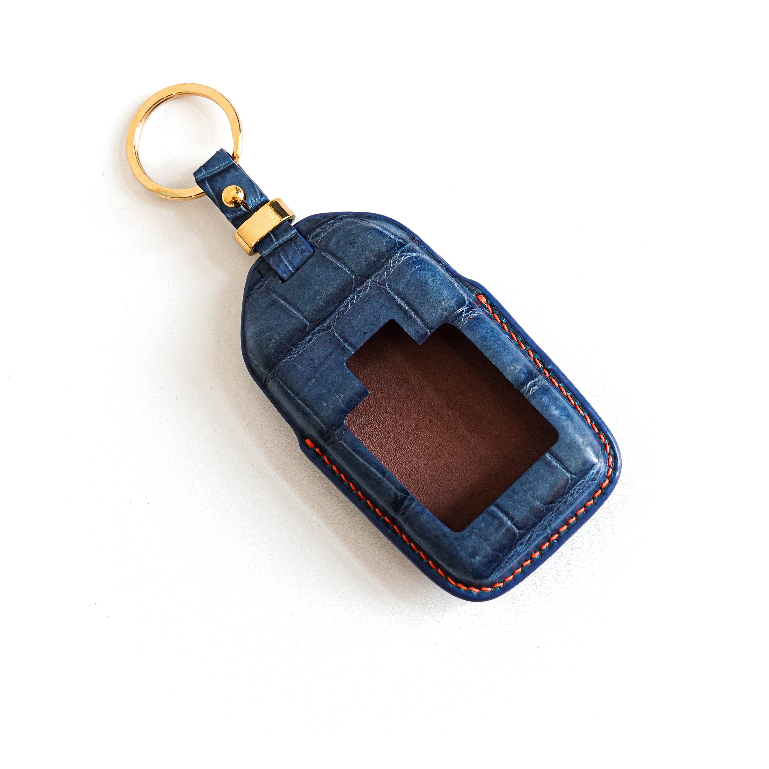 BLUE HANDMADE LEATHER KEY CASE FOR ROLLS ROYCE