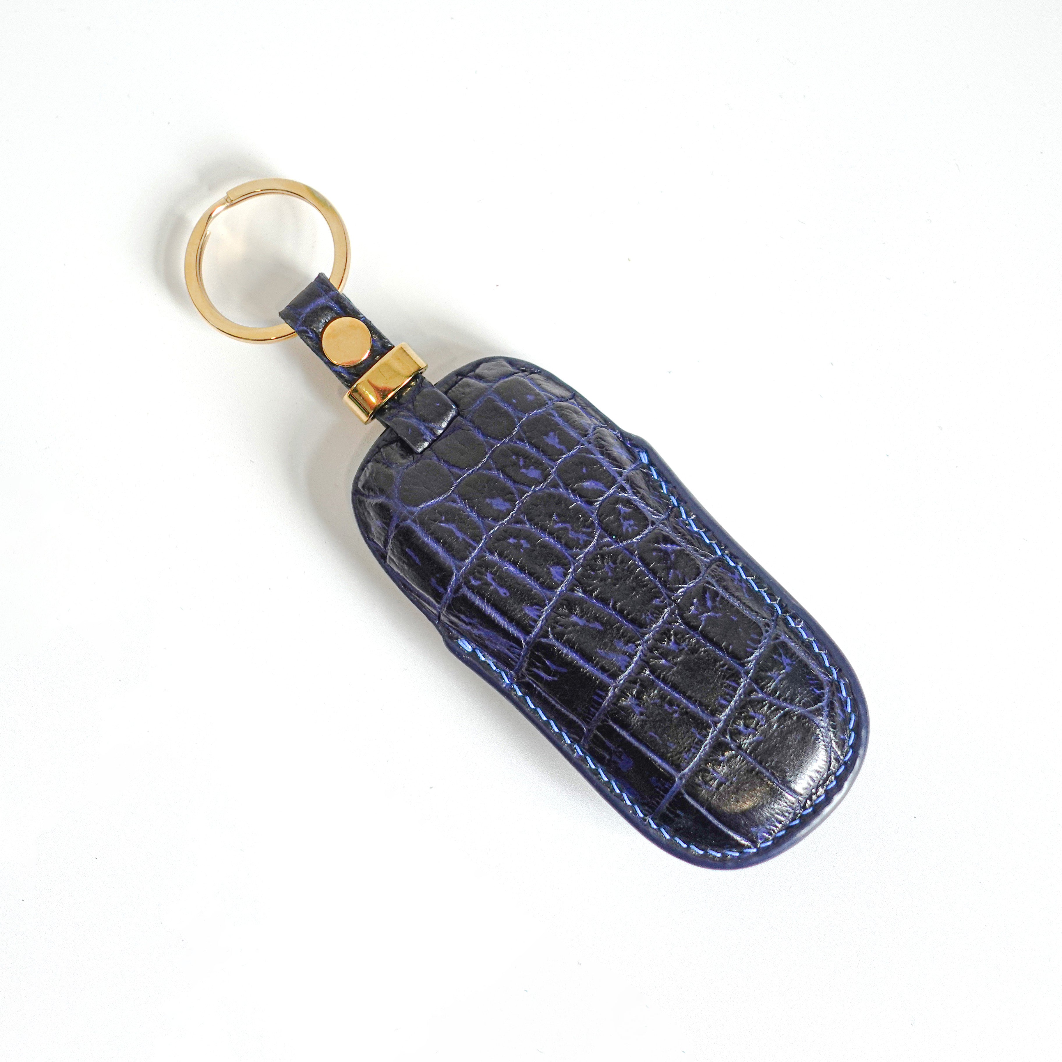 BLUE HANDMADE LEATHER KEY CASE FOR PORCHES