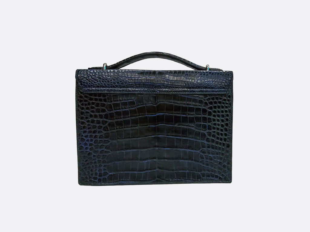 BLACK&BLUE HANDMADE GENUINE CROCODILE LAPTOP BAG