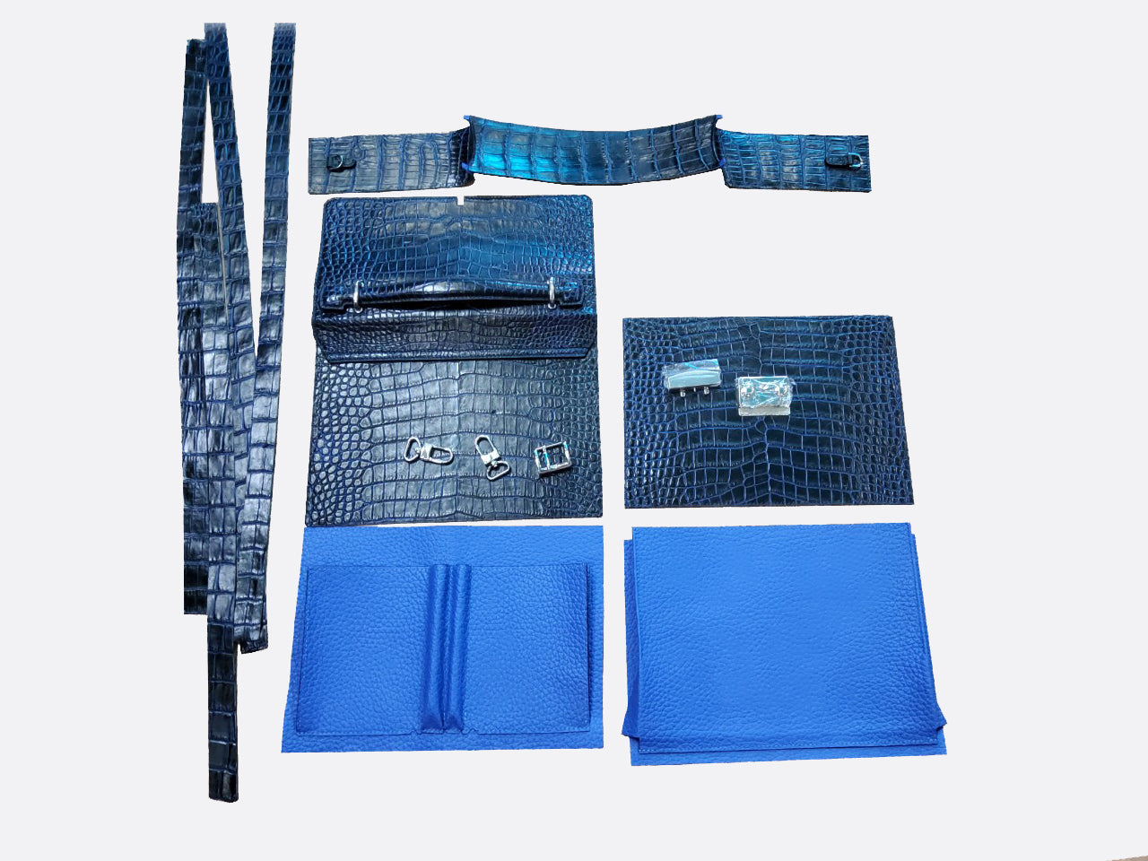 BLACK&BLUE HANDMADE GENUINE CROCODILE LAPTOP BAG