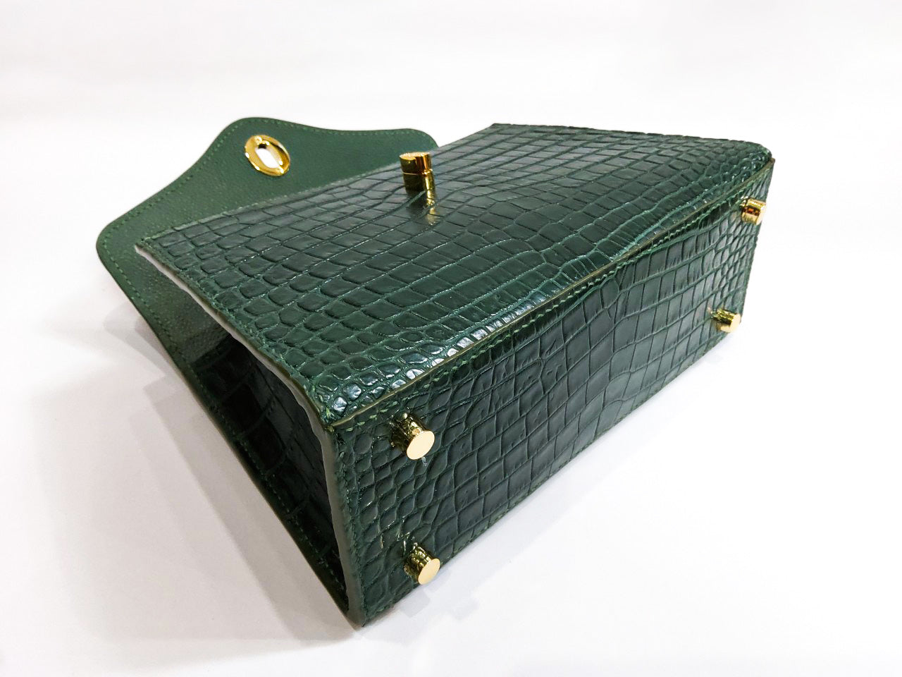 GREEN HANDMADE GENUINE ALLIGATOR BAG