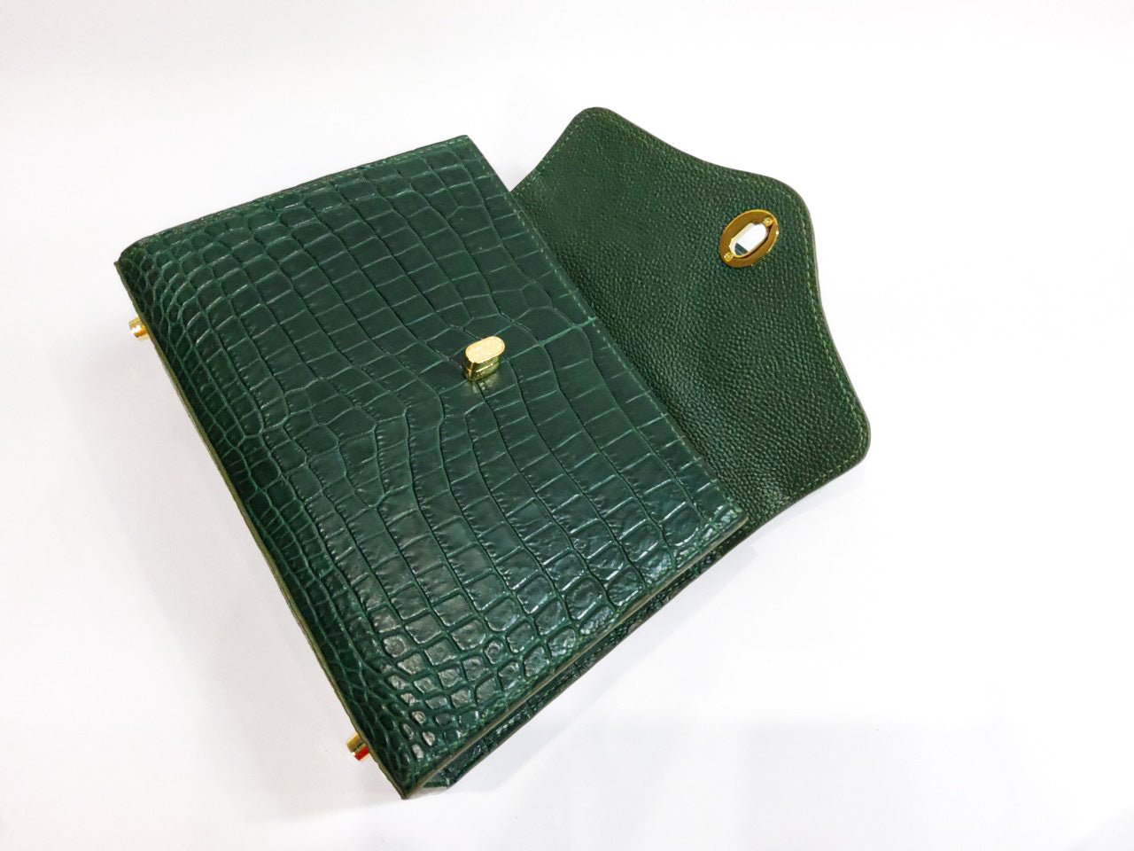 GREEN HANDMADE GENUINE ALLIGATOR BAG