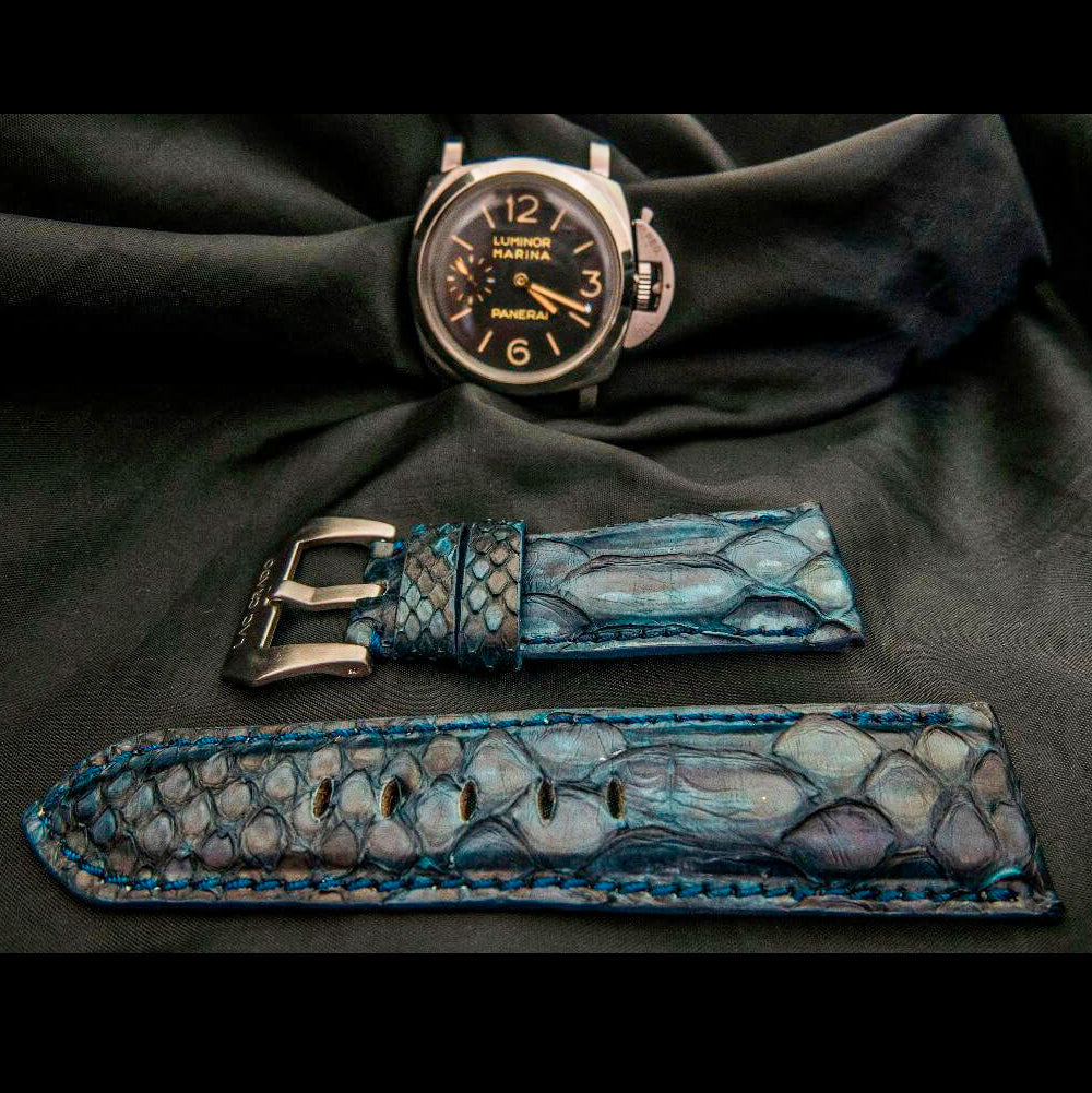 BLUE PYTHON LEATHER STRAP
