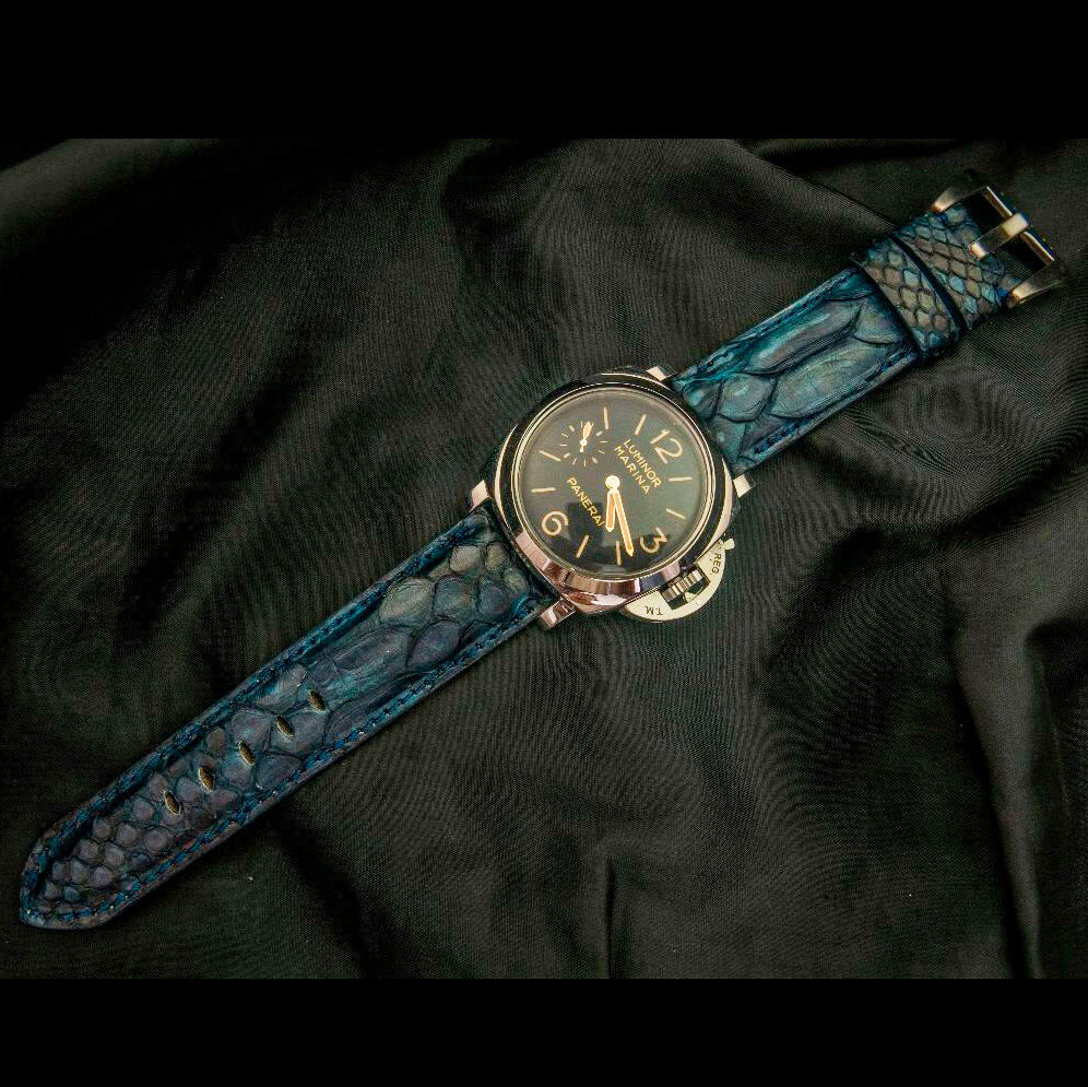 BLUE PYTHON LEATHER STRAP