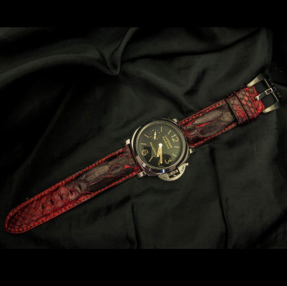 BLACK&RED PYTHON LEATHER STRAP