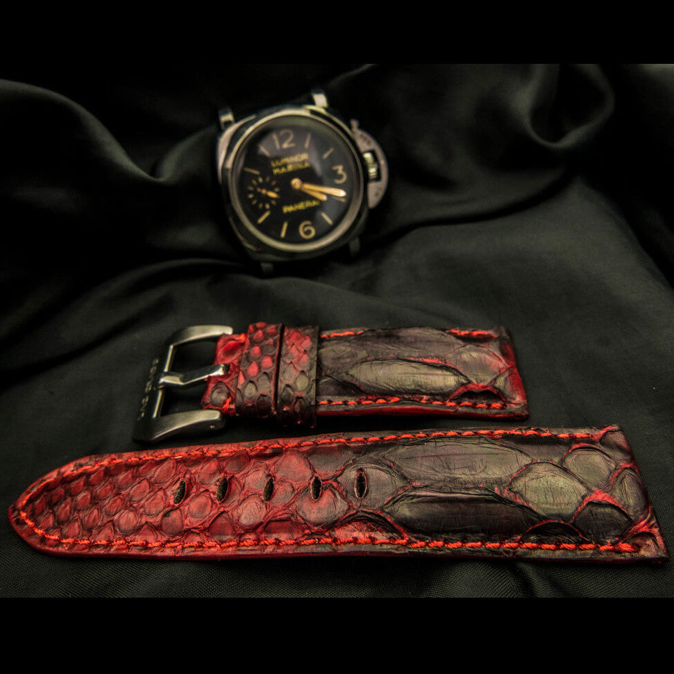 BLACK&RED PYTHON LEATHER STRAP