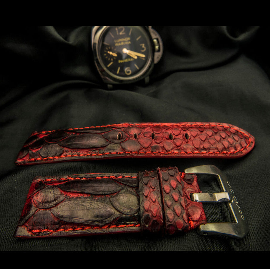 BLACK&RED PYTHON LEATHER STRAP