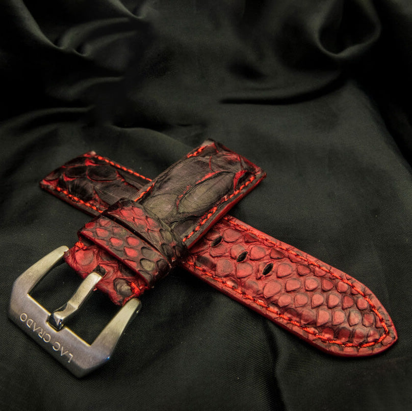 BLACK&RED PYTHON LEATHER STRAP