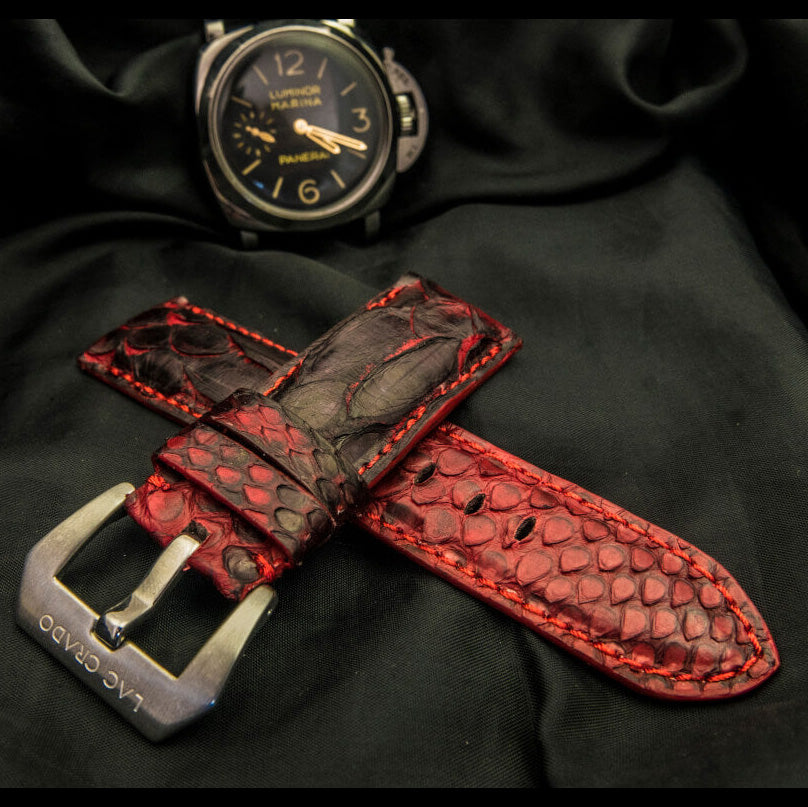 BLACK&RED PYTHON LEATHER STRAP