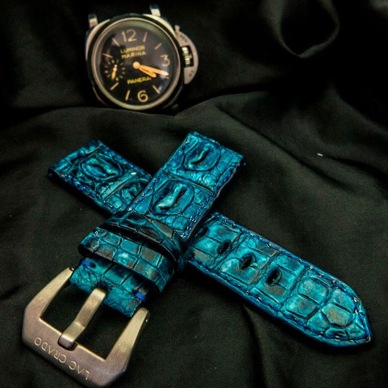 BLUE CROCODILE HORNBACK LEATHER STRAP