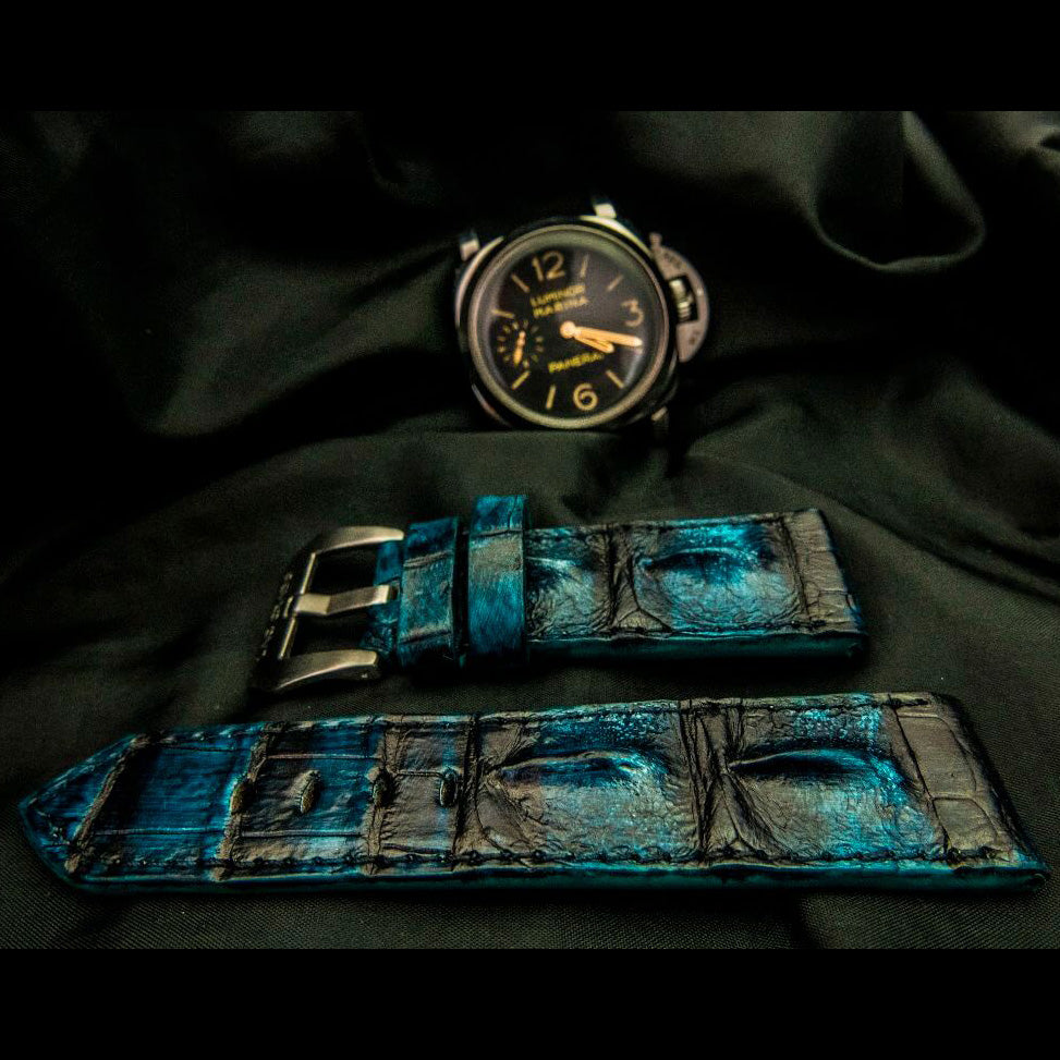BLACK&BLUE CROCODILE HORNBACK LEATHER STRAP