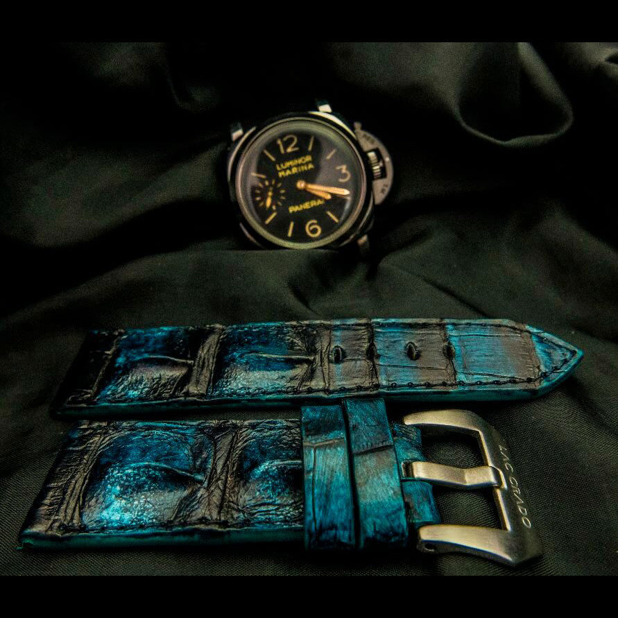 BLACK&BLUE CROCODILE HORNBACK LEATHER STRAP