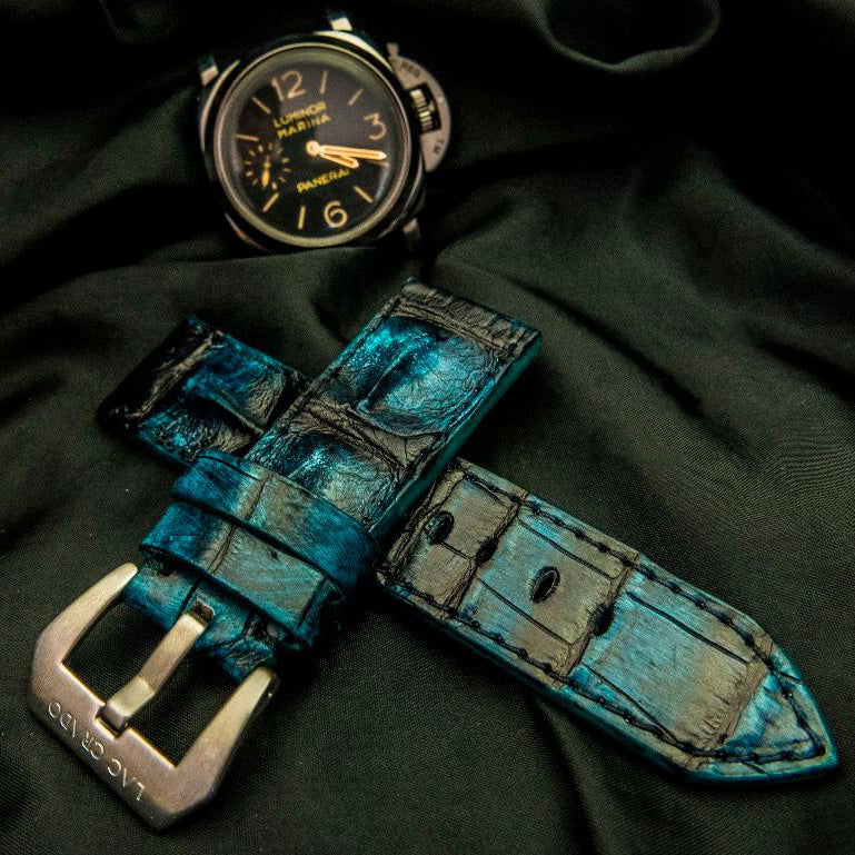 BLACK&BLUE CROCODILE HORNBACK LEATHER STRAP