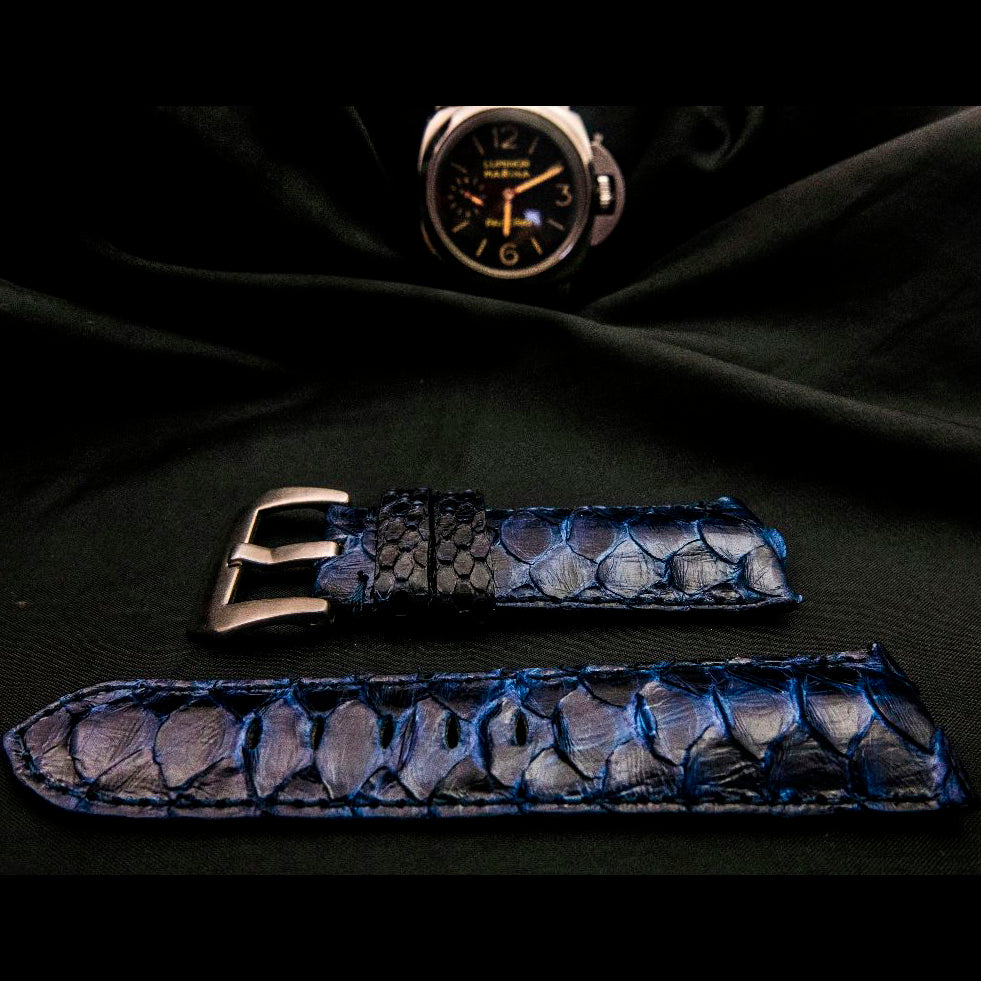 BLUE PYTHON LEATHER STRAP