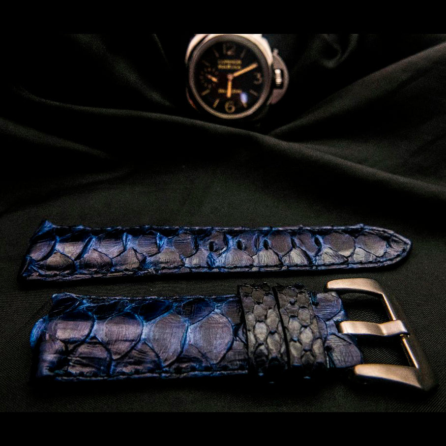 BLUE PYTHON LEATHER STRAP