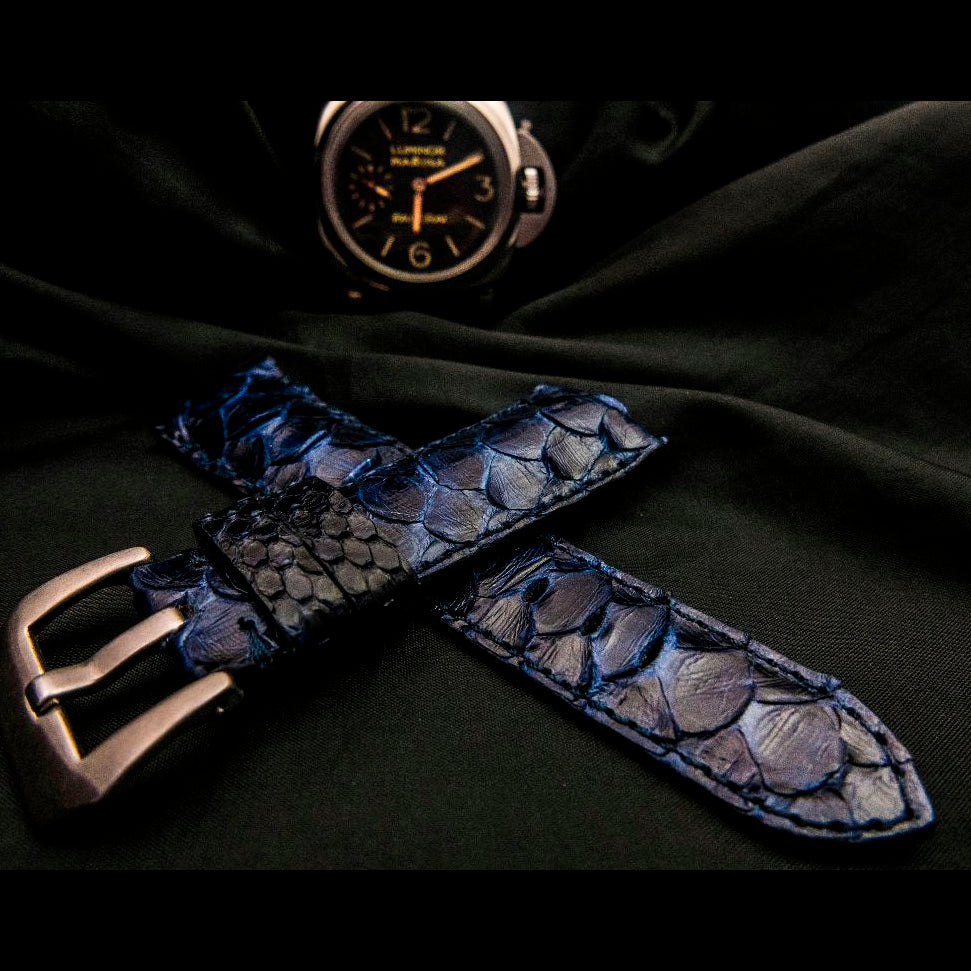 BLUE PYTHON LEATHER STRAP
