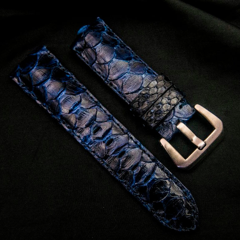 BLUE PYTHON LEATHER STRAP