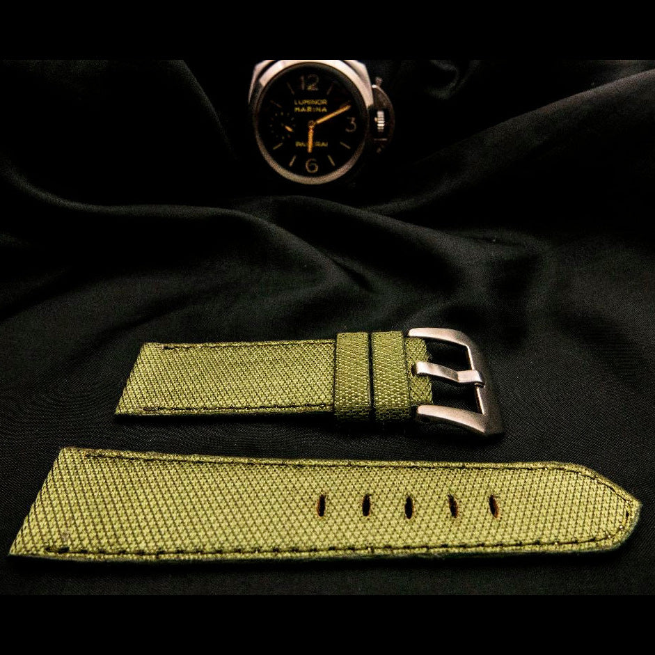 GREEN DENIM LEATHER STRAP