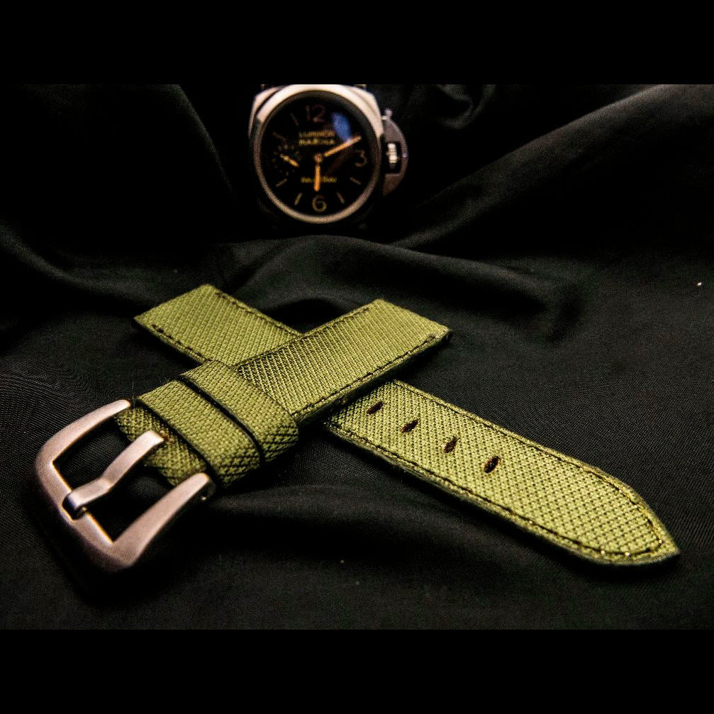 GREEN DENIM LEATHER STRAP