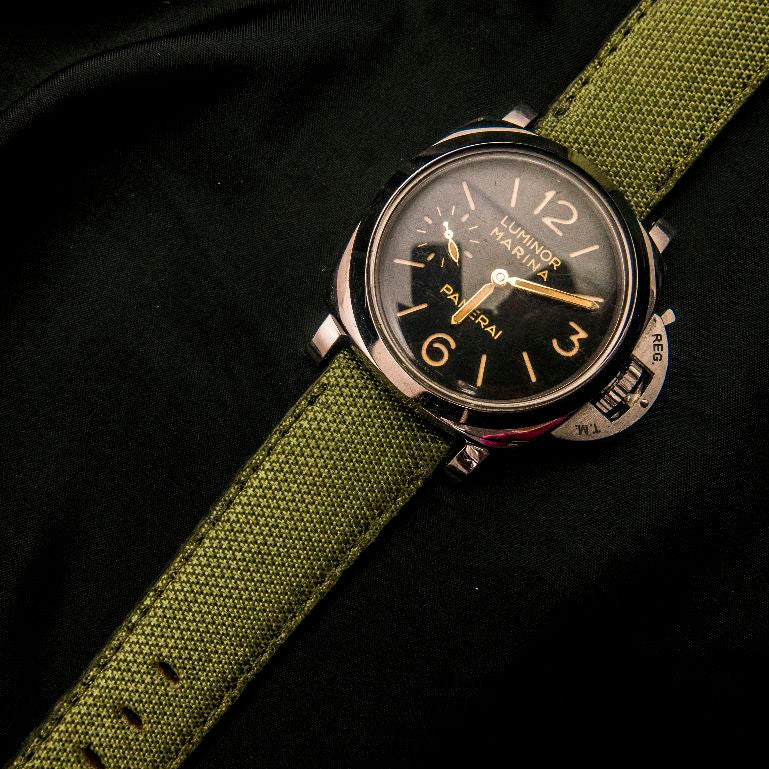 GREEN DENIM LEATHER STRAP