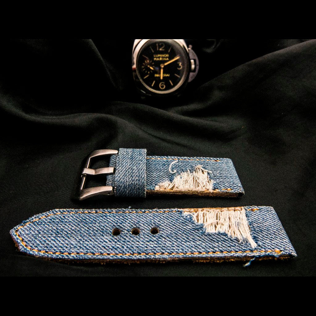 BLUE DENIM LEATHER STRAP