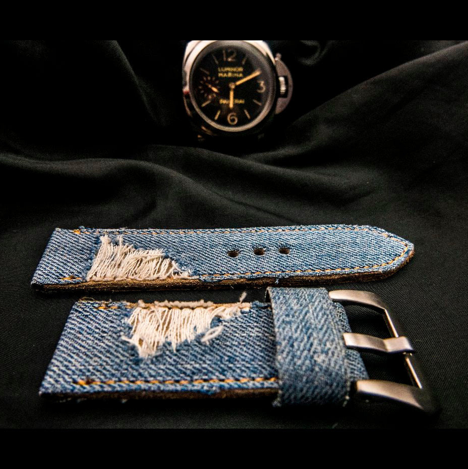 BLUE DENIM LEATHER STRAP