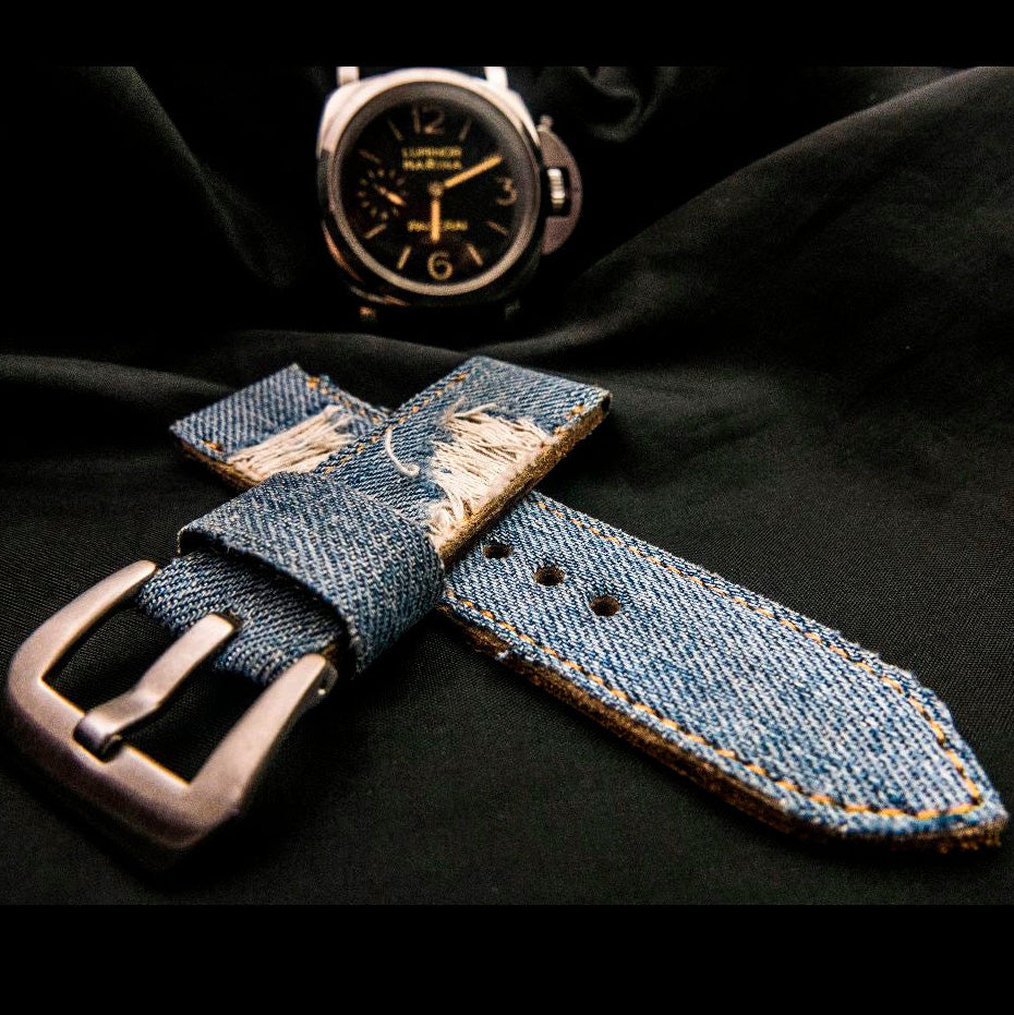 BLUE DENIM LEATHER STRAP