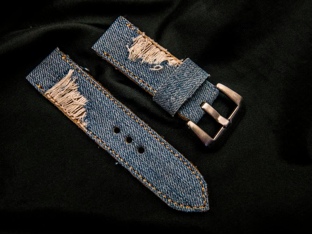 BLUE DENIM LEATHER STRAP - Lac Crado 