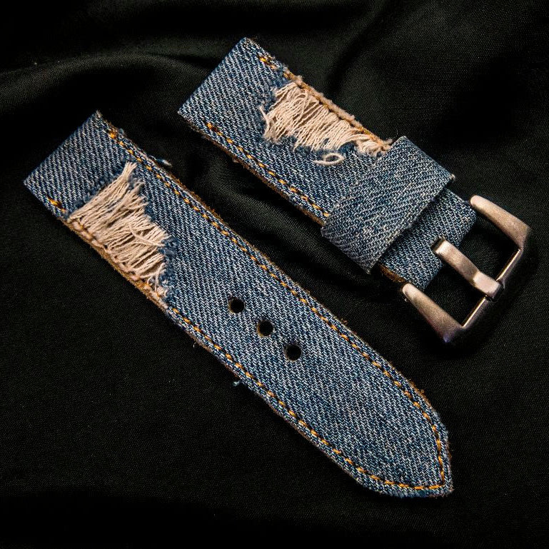 BLUE DENIM LEATHER STRAP