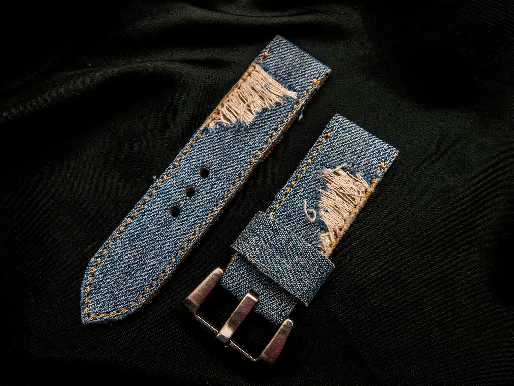 BLUE DENIM LEATHER STRAP - Lac Crado 