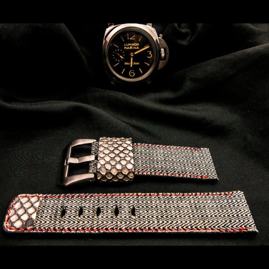GREY DENIM LEATHER STRAP