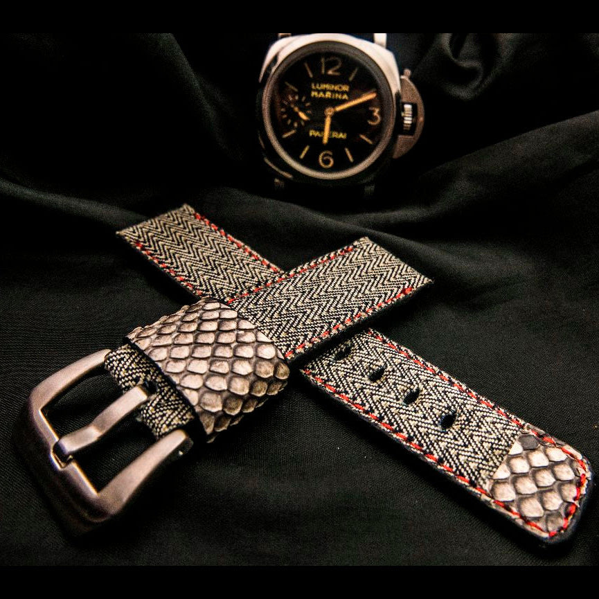 GREY DENIM LEATHER STRAP