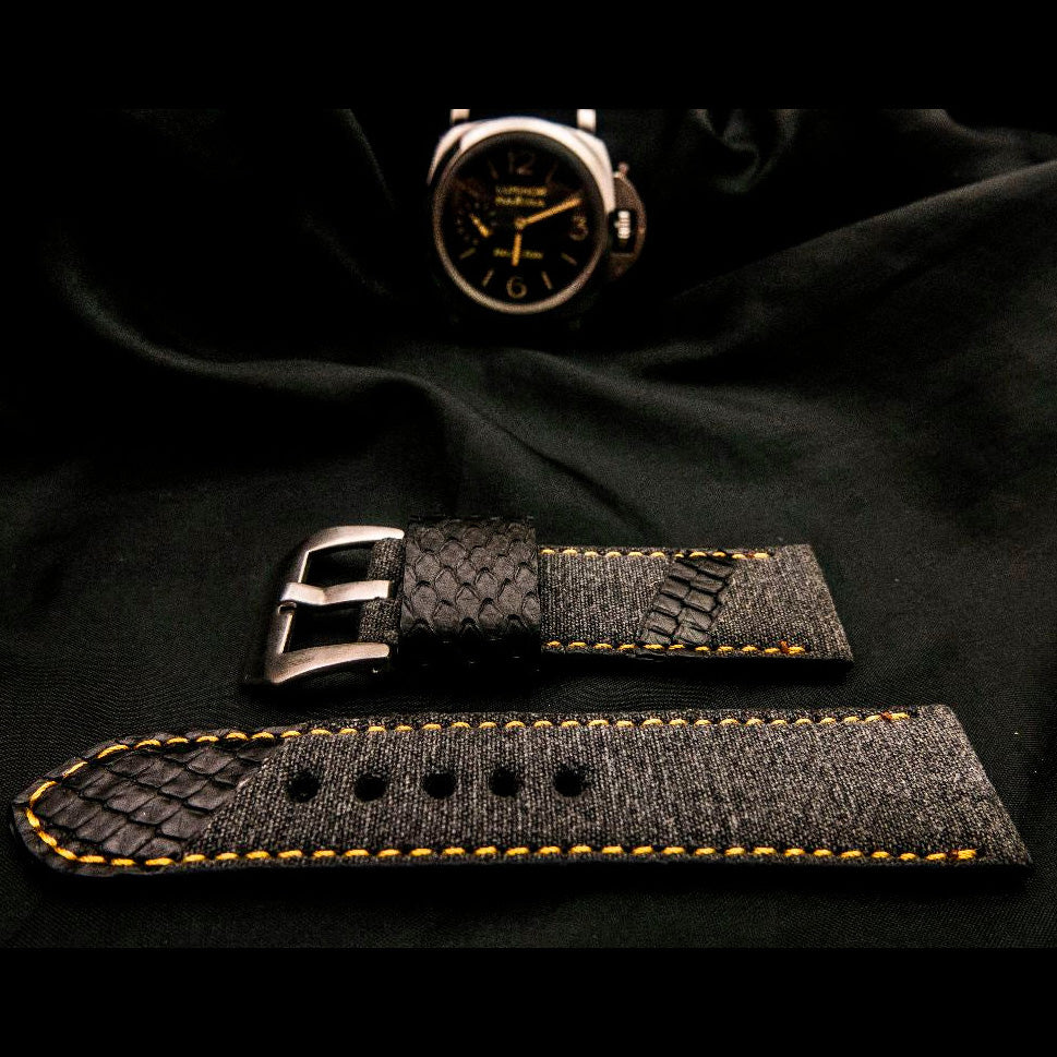 BLACK DENIM LEATHER STRAP