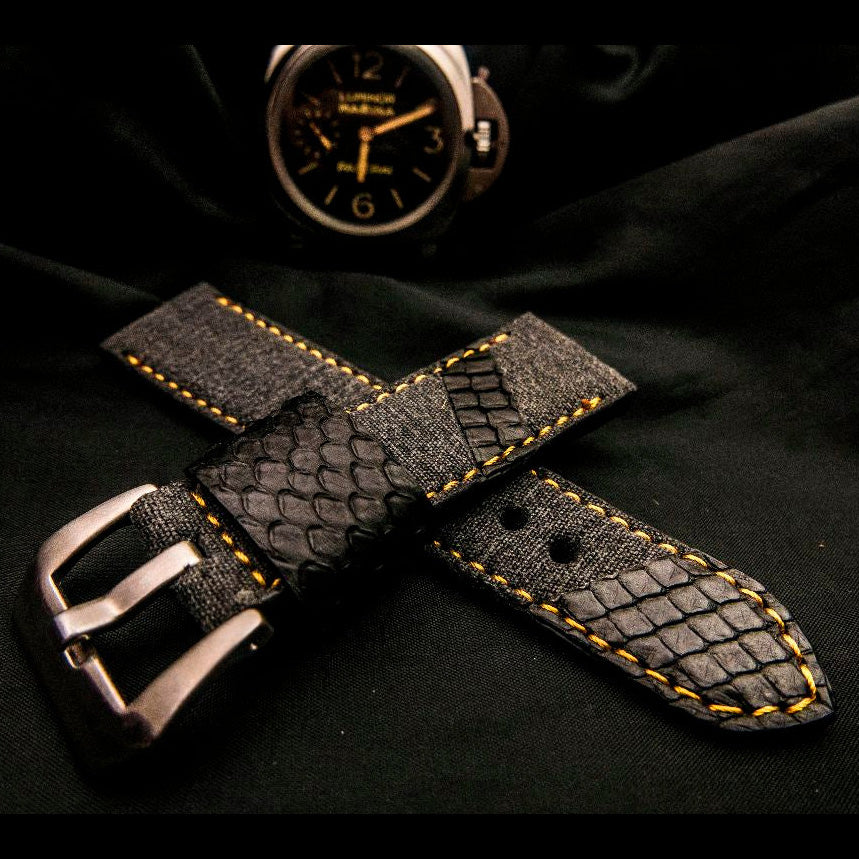 BLACK DENIM LEATHER STRAP