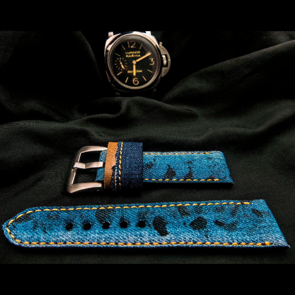 BLUE DENIM LEATHER STRAP
