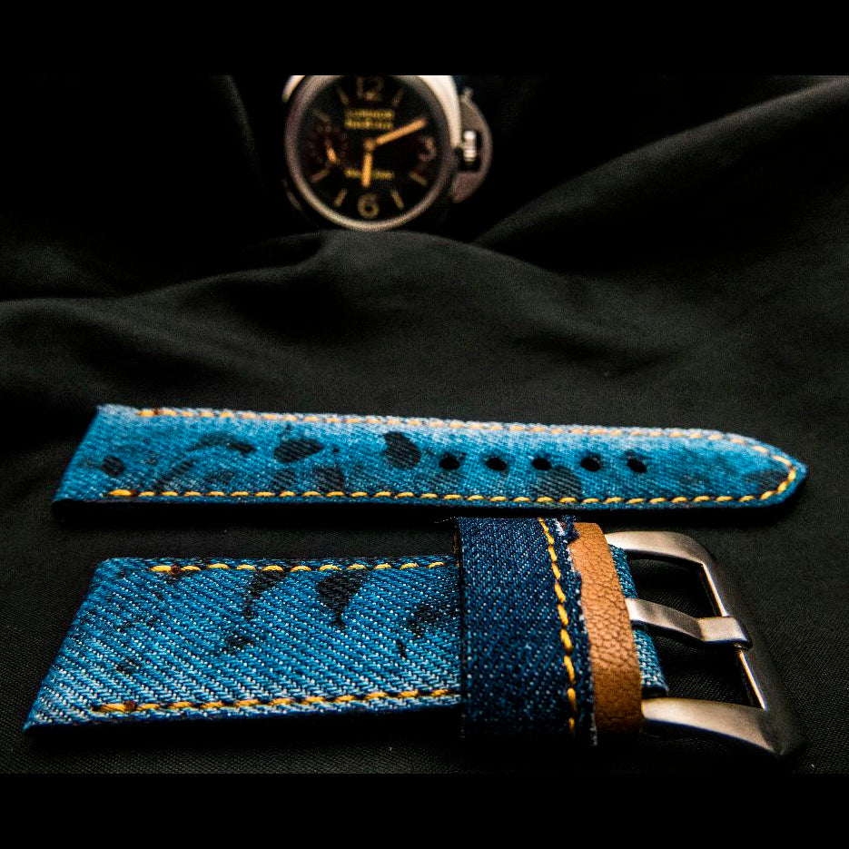 BLUE DENIM LEATHER STRAP