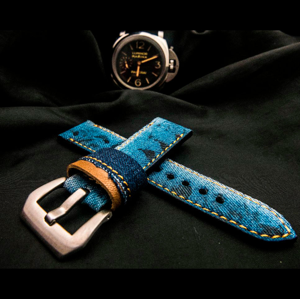 BLUE DENIM LEATHER STRAP