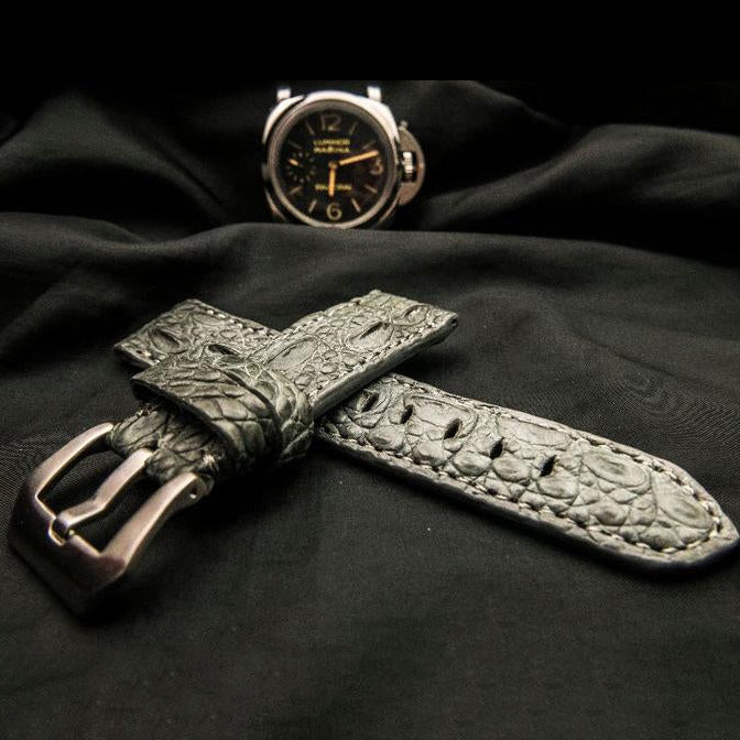 GREY CROCODILE BELLY LEATHER STRAP