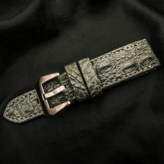 GREY CROCODILE BELLY LEATHER STRAP