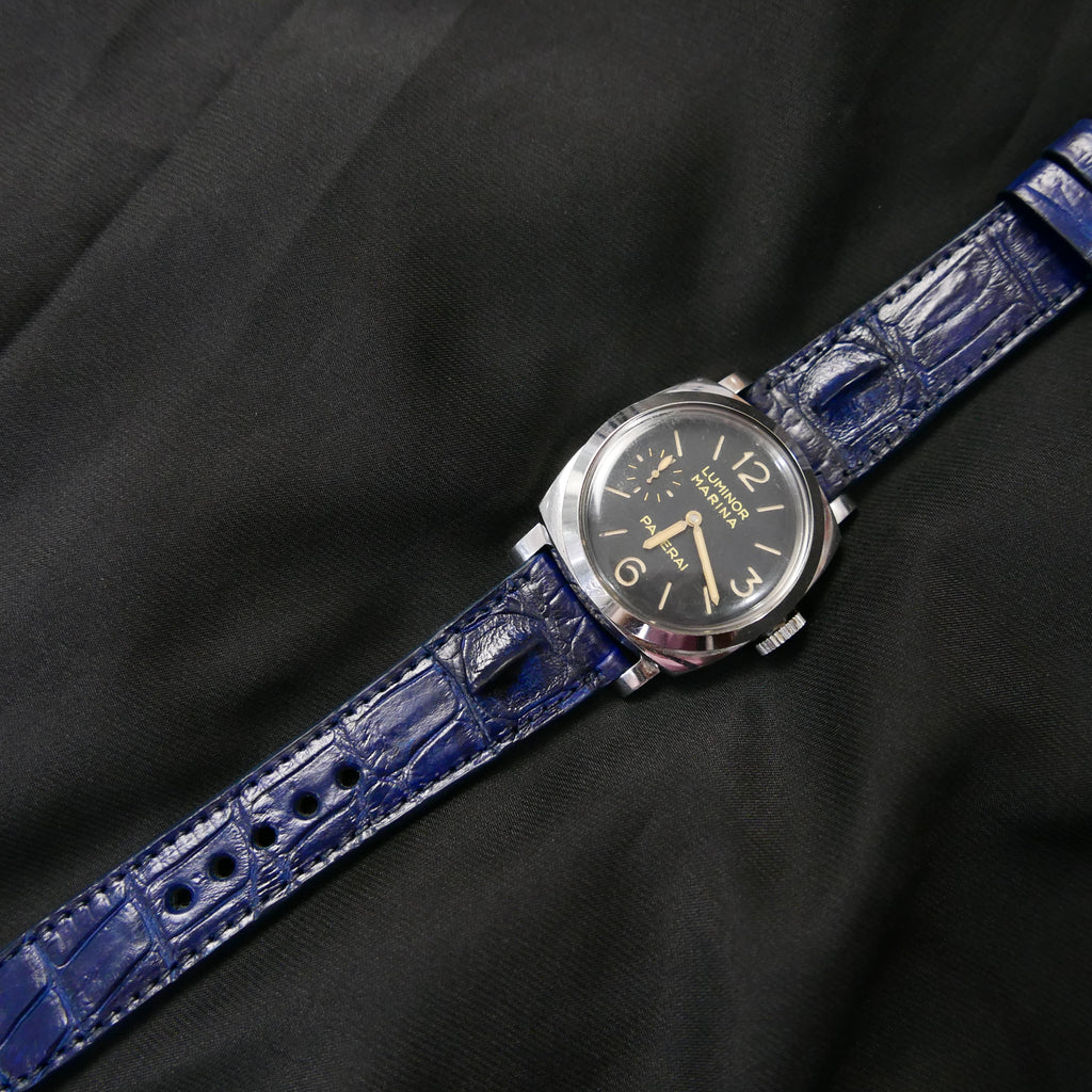 BLUE CROCODILE HORNBACK LEATHER STRAP - Lac Crado 