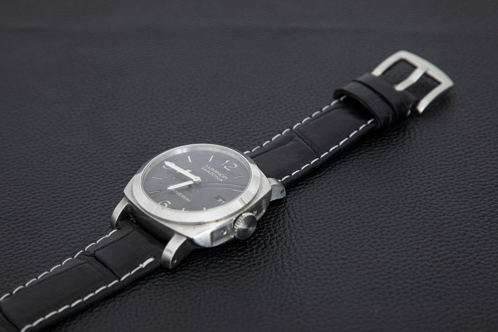 BLACK CROCODILE BELLY LEATHER STRAP - Lac Crado 